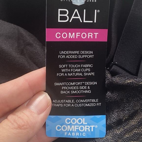 NWT Bali Comfort Revolution 42DD Black Soft Touch Wire Bra Smoothing Cool Fabric - Picture 4 of 6